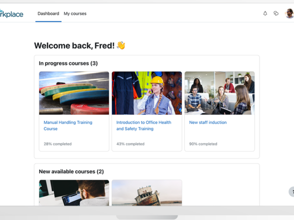 The new Moodle Workplace 4.0 interface is fresh and intuitive with tabbed navigation. Image