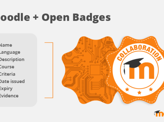 An open badge issued with Moodle Image