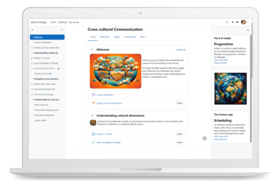  Dive into the vibrant world of your course with Moodle's refined course layout with improved accessibility and styling consistency. Source: Moodle Image