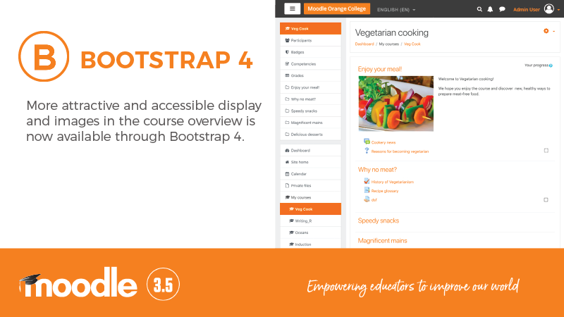 Moodle 3.5 features bootstrap 2