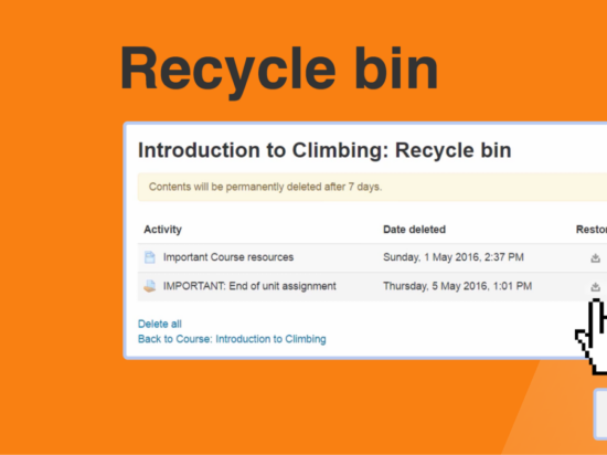 Recycle Bin: now in Moodle 3.1 core Image