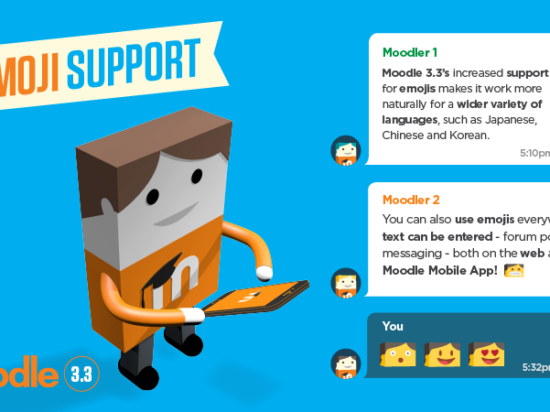 Enhance your online communications through more support for emoji characters in Moodle 3.3 Image