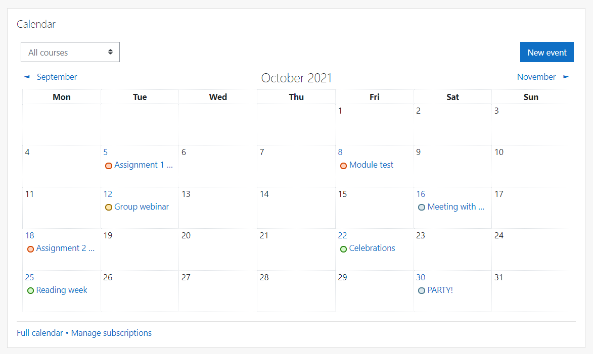 Une conception de calendrier entièrement réactive sera publiée dans Moodle 4.0