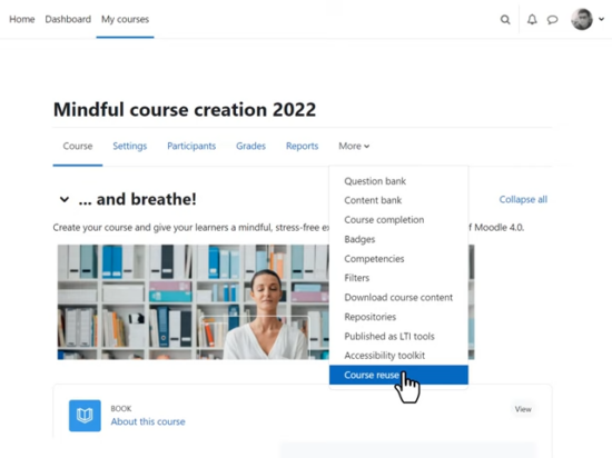 The new navigation for teachers gives direct access to the most used pages of a course Image
