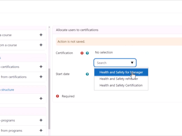From Dynamic Rules, automatic actions affecting the Certification can be set up. Image