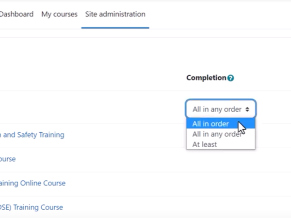 Moodle workplace course completion Image