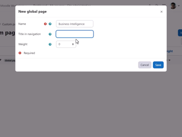 Moodle Workplace 4 new global page Image