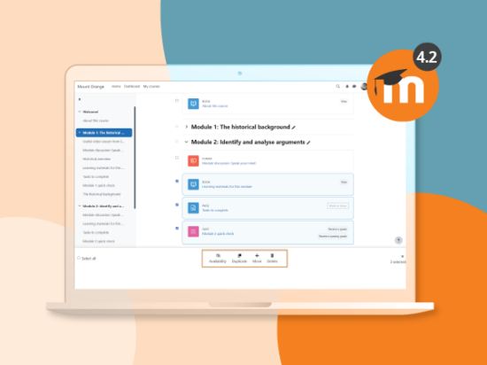 Annonce de Moodle LMS 4.2 - Des fonctionnalités nouvelles et améliorées qui créent des gains d'efficacité pour les éducateurs et les formateurs Image