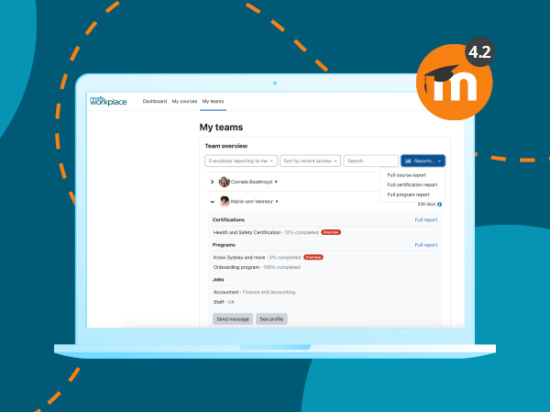 Introducing Moodle Workplace 4.2: Enhanced team management for streamlined learning experiences Image