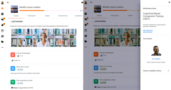 Aunque los bloques están contraídos por defecto, puedes verlos expandiéndolos. Fuente: Moodle App.  Imagen