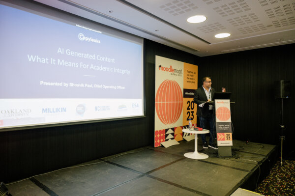 Several presenters spoke about the impact of AI on eLearning and in preserving academic integrity. Source: Moodle Image