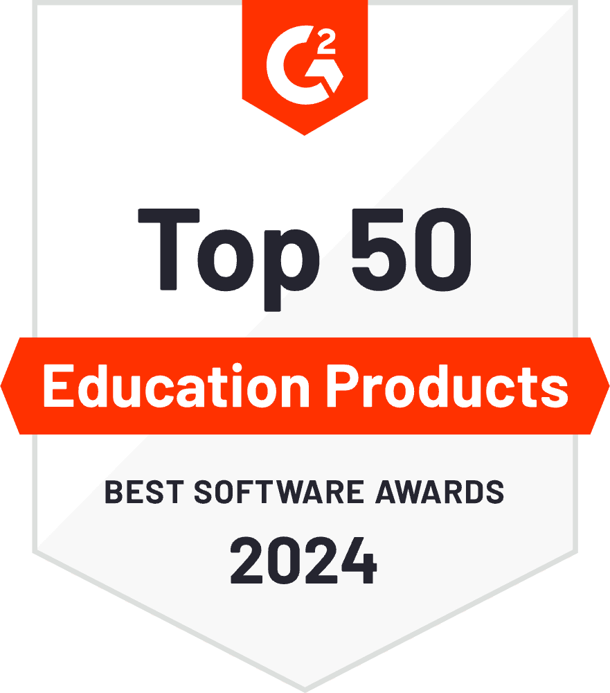 G2 2024 Imagem dos 50 principais produtos educacionais do prêmio Best Software