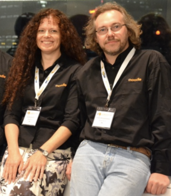 Helen Foster and Koen Roggemans at the Australian MoodleMoot 2011 in Sydney. Source: Moodle Image
