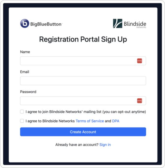 New registration form Image