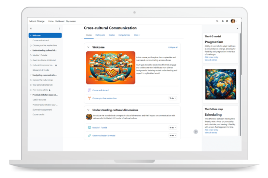  Dive into the vibrant world of your course with Moodle's refined course layout with improved accessibility and styling consistency. Source: Moodle Image