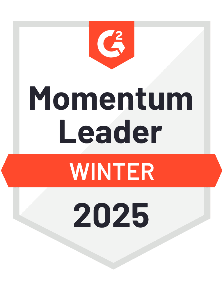 G2 Inverno 2025 Distintivo Sistemi di gestione dell'apprendimento aziendale Immagine leader Momentum