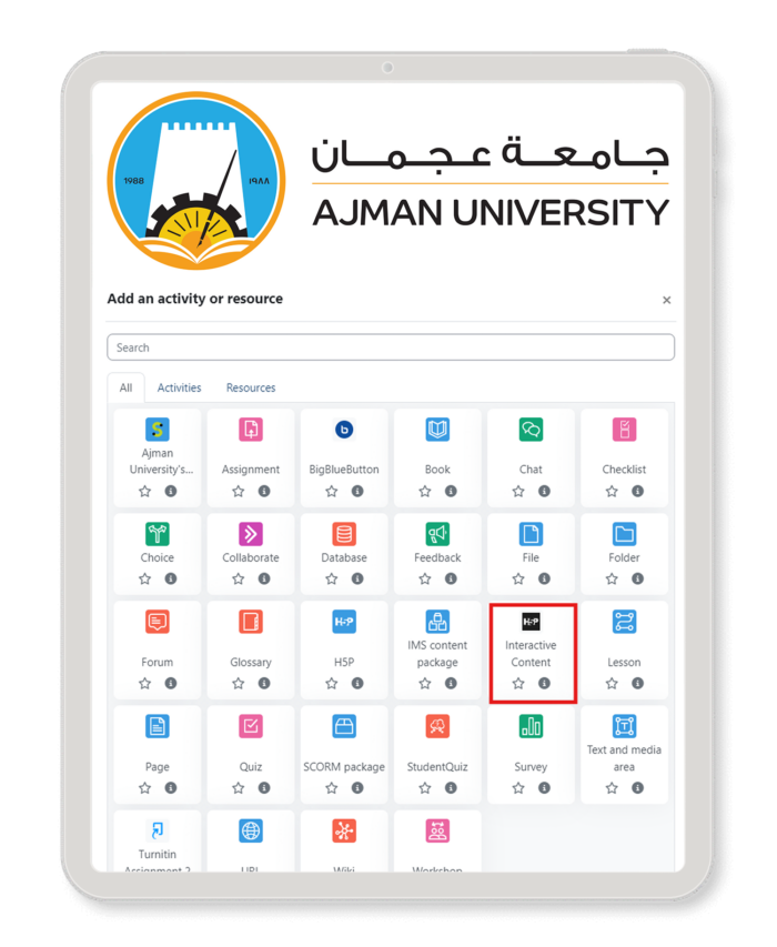 Página inicial da plataforma de aprendizado de Ajman.
