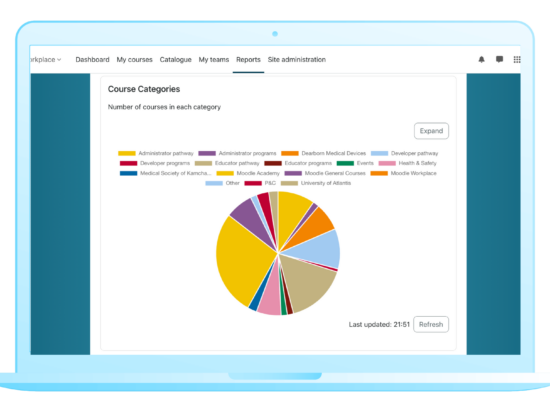 Schermata di un grafico a torta in Moodle Workplace Immagine
