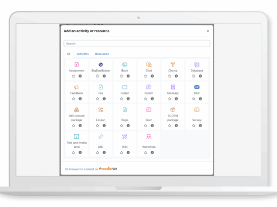 Activity chooser before Moodle LMS 5.1 Image