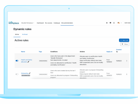 Dynamic rules in Moodle Workplace Image