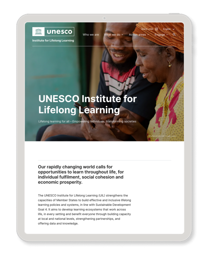 Instituto de la UNESCO para el Aprendizaje a lo Largo de Toda la Vida - captura de pantalla de la página de inicio.