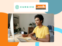 Cursive logo. Moodle logo.