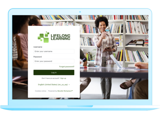 Imagen de la pantalla de inicio de sesión de usuario de Moodle Workplace